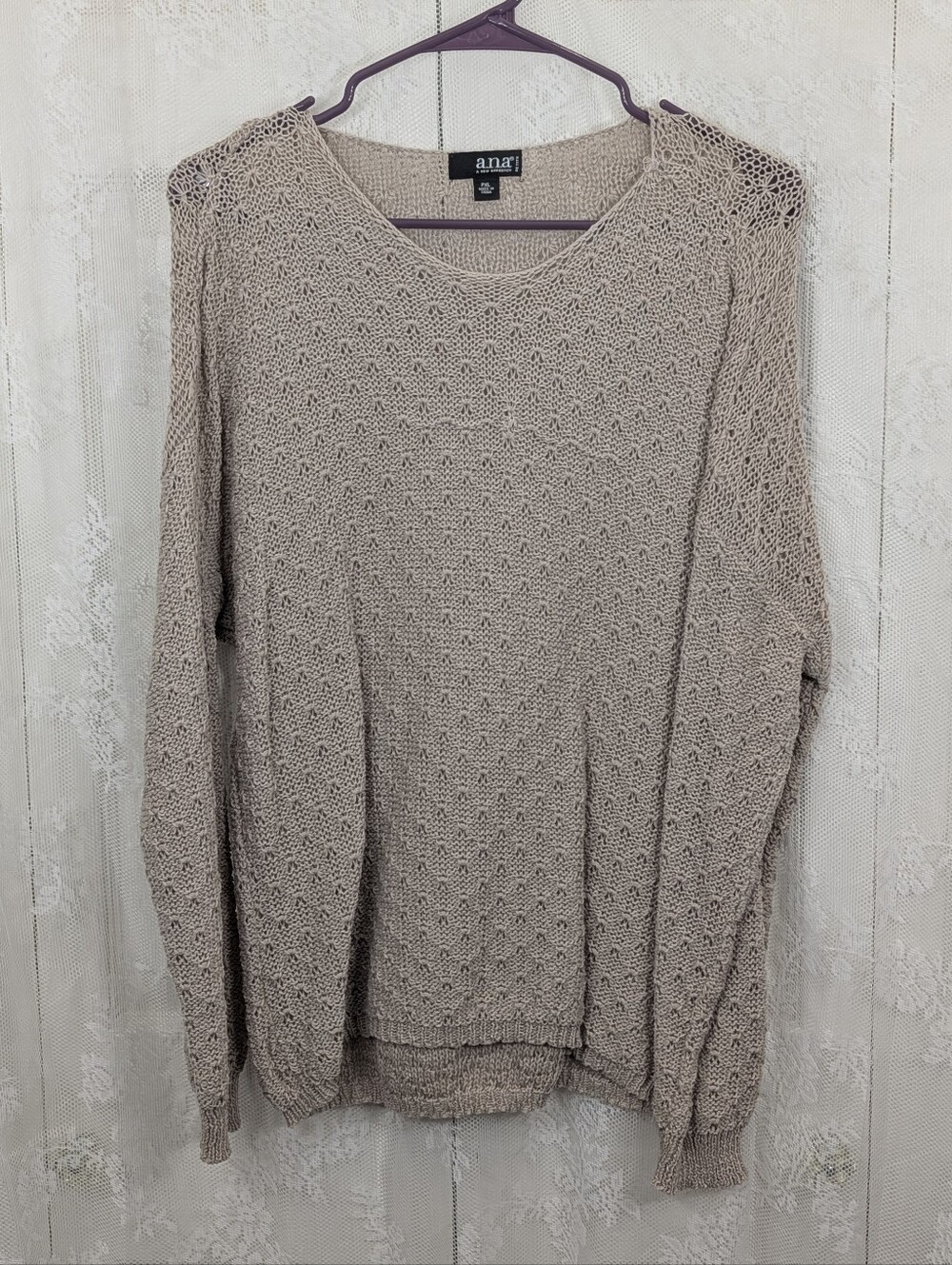 A.n.a: Women's Open-Knit Sweater - Beige - Size PXL